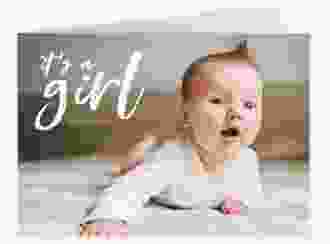 Geburtskarte Girl A6 Klappkarte quer rosa