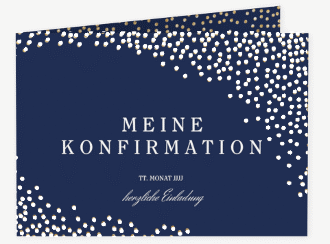 Einladung Konfirmation Glossy A6 Klappkarte quer blau