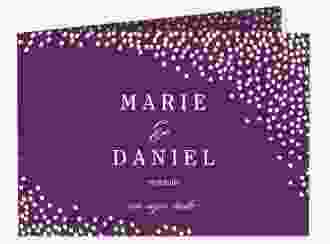 Danksagungskarte Hochzeit Glitter A6 Klappkarte quer lila