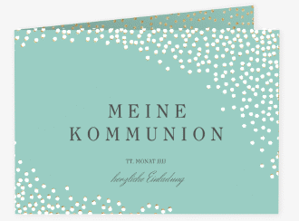 Einladung Kommunion Glanzvoll A6 Klappkarte quer mint