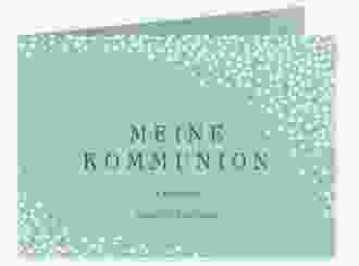 Einladung Kommunion Glanzvoll A6 Klappkarte quer mint