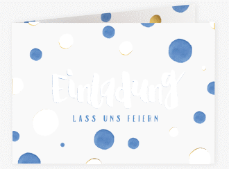 Einladung 40. Geburtstag Dots A6 Klappkarte quer blau