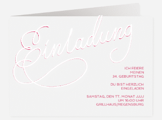 Einladung Geburtstag  Schwungvoll A6 Klappkarte quer pink