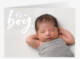 Geburtskarte Boy A6 Klappkarte quer blau