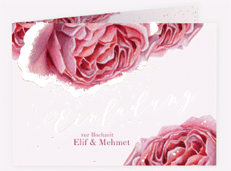 Klick: Details zu Hochzeitseinladung "Cherie" anzeigen Hochzeitseinladung Cherie A6 Klappkarte quer rosa