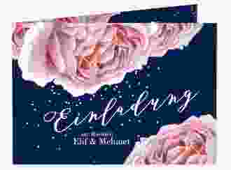 Hochzeitseinladung Cherie A6 Klappkarte quer rosa