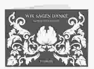 Danksagungskarte Hochzeit Royal A6 Klappkarte quer lila mit barockem Blumen-Ornament