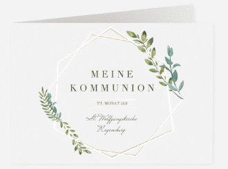 Kommunionseinladung Salbung A6 Klappkarte quer gold