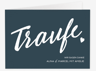 Klick: Details zu Danksagungskarte Hochzeit "Traufe" anzeigen Danksagungskarte Hochzeit Traufe A6 Klappkarte quer blau