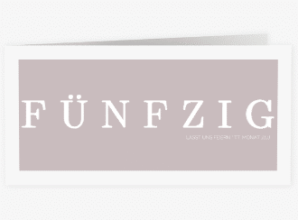 Einladung 50. Geburtstag Schlicht lange Klappkarte quer grau