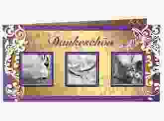 Dankeskarte Hochzeit Toulouse lange Klappkarte quer lila