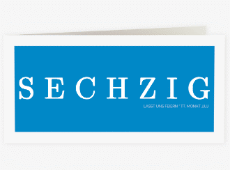 Einladung 60. Geburtstag Schlicht lange Klappkarte quer blau