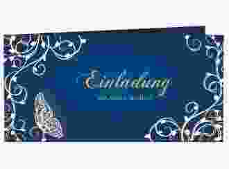 Hochzeitseinladung Eternity lange Klappkarte quer blau