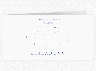 Klick: Details zu Hochzeitseinladung "Infinity" anzeigen Hochzeitseinladung Infinity lange Klappkarte quer blau
