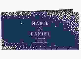 Hochzeitseinladung Glitter lange Klappkarte quer blau