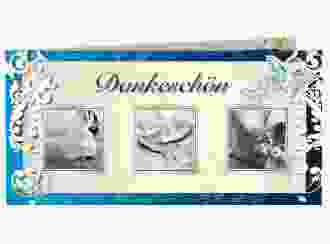 Dankeskarte Hochzeit Toulouse lange Klappkarte quer blau
