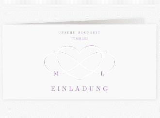 Klick: Details zu Hochzeitseinladung "Infinity" anzeigen Hochzeitseinladung Infinity lange Klappkarte quer lila