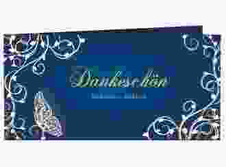Danksagungskarte Hochzeit Eternity lange Klappkarte quer blau