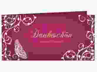 Danksagungskarte Hochzeit Eternity lange Klappkarte quer pink