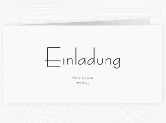Klick: Details zu Hochzeitseinladung "Twohearts" anzeigen Hochzeitseinladung Twohearts lange Klappkarte quer pink