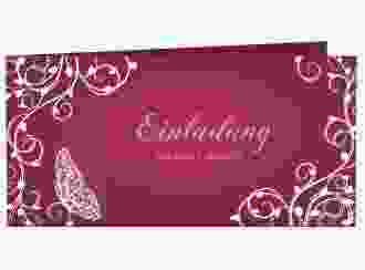Hochzeitseinladung "Eternity" DIN lang Klappkarte pink