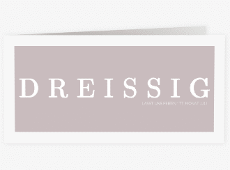 Einladung 30. Geburtstag Schlicht lange Klappkarte quer grau