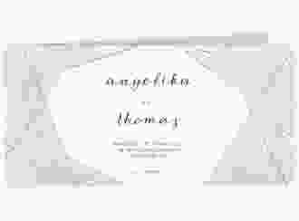 Hochzeitseinladung Asymmetry lange Klappkarte quer grau