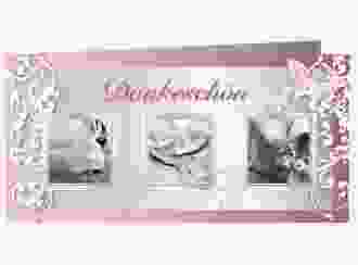 Dankeskarte Hochzeit Toulouse lange Klappkarte quer rosa
