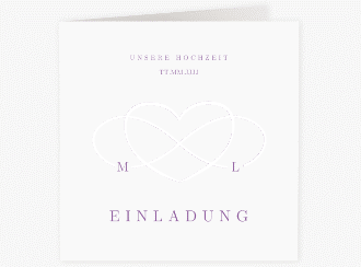 Klick: Details zu Hochzeitseinladung "Infinity" anzeigen Hochzeitseinladung Infinity quadr. Klappkarte lila