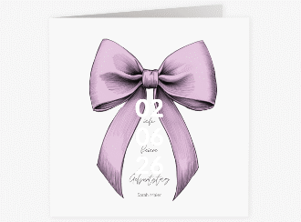 Einladung 40. Geburtstag Geburtstagsschleife quadr. Klappkarte rosa