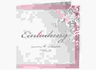 Hochzeitseinladung Toulouse quadr. Klappkarte rosa romantisch mit Schmetterlingen