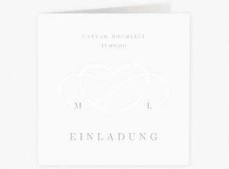 Klick: Details zu Hochzeitseinladung "Infinity" anzeigen Hochzeitseinladung Infinity quadr. Klappkarte grau
