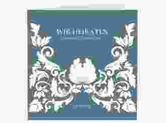 Hochzeitseinladung Royal quadr. Klappkarte blau mit barockem Blumen-Ornament