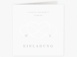 Klick: Details zu Hochzeitseinladung "Infinity" anzeigen Hochzeitseinladung Infinity quadr. Klappkarte grau