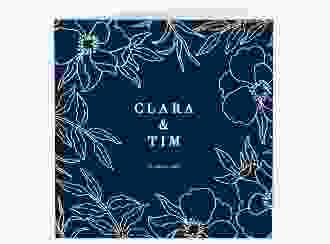 Hochzeitseinladung Contour quadr. Klappkarte blau