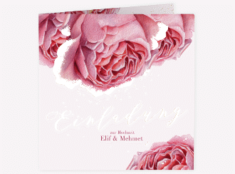 Klick: Details zu Hochzeitseinladung "Cherie" anzeigen Hochzeitseinladung Cherie quadr. Klappkarte rosa