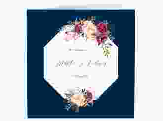 Hochzeitseinladung Prachtvoll quadr. Klappkarte blau
