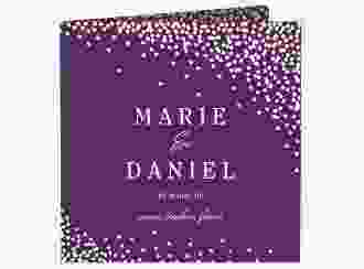Hochzeitseinladung Glitter quadr. Klappkarte lila