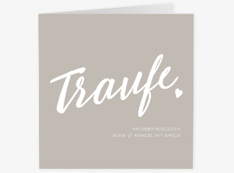 Klick: Details zu Hochzeitseinladung "Traufe" anzeigen Hochzeitseinladung Traufe quadr. Klappkarte grau