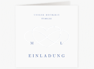 Klick: Details zu Hochzeitseinladung "Infinity" anzeigen Hochzeitseinladung Infinity quadr. Klappkarte blau