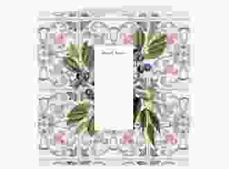 Hochzeitseinladung Mediterraner Flair quadr. Klappkarte bunt mit Auzlejo-Fliesenmuster und Lorbeer