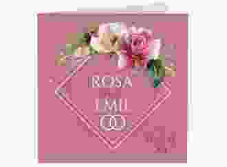 Hochzeitseinladung Rosenbogen quadr. Klappkarte rosa