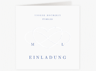 Klick: Details zu Hochzeitseinladung "Infinity" anzeigen Hochzeitseinladung Infinity quadr. Klappkarte blau