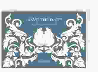 Save the Date-Postkarte Royal A6 Postkarte blau mit barockem Blumen-Ornament