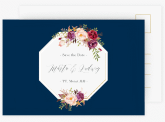 Klick: Details zu Save the Date-Postkarte "Prachtvoll" anzeigen Save the Date-Postkarte Prachtvoll A6 Postkarte blau