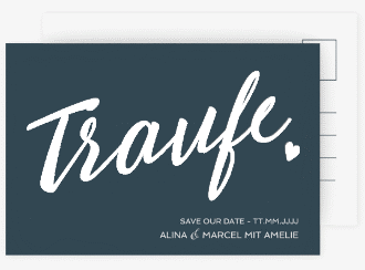 Klick: Details zu Save the Date-Postkarte "Traufe" anzeigen Save the Date-Postkarte Traufe A6 Postkarte blau