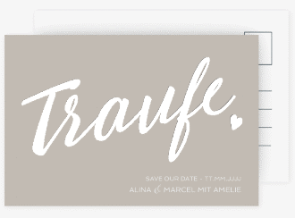 Klick: Details zu Save the Date-Postkarte "Traufe" anzeigen Save the Date-Postkarte Traufe A6 Postkarte grau