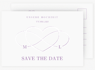 Klick: Details zu Save the Date-Postkarte "Infinity" anzeigen Save the Date-Postkarte Infinity A6 Postkarte lila