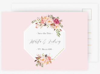 Klick: Details zu Save the Date-Postkarte "Prachtvoll" anzeigen Save the Date-Postkarte Prachtvoll A6 Postkarte rosa