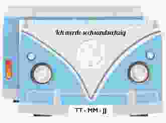 Einladung Geburtstag Bulli Bus A6 Karte quer blau